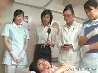 亞洲人 褐髮女郎 年輕 女士 打擊 毛茸茸 陽具 在 該 醫院