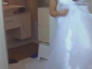 Mademoiselle 在 她的 婚礼 连衣裙 性交 硬