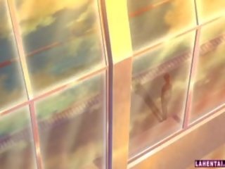 Хентай підліток в купальник отримує трахкав і jizzed