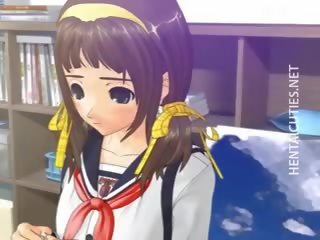 Tóc thắt bím 3d hentai yêu được khe hở cọ xát