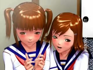 二 3d 動漫 女學生 得到 釘