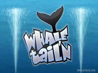 성나게 하는 금발의 전시 whale tail