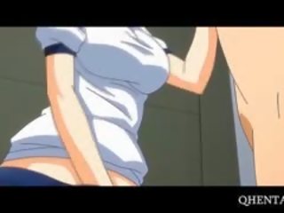 粉红色 头发 动漫 学校 娃娃 吃 putz 上 膝盖