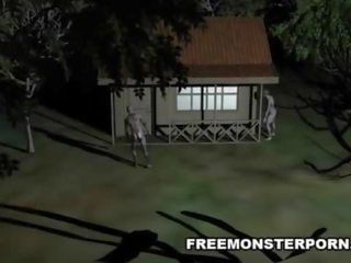Povekas 3d sarjakuva pikkuleipä perseestä kova ulkona mukaan a zombi