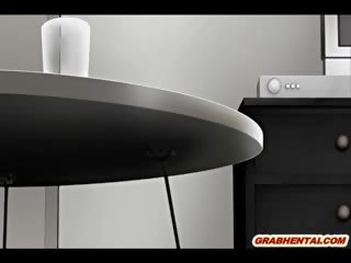 Captive хентай отримує electric shocks і dildoed манда