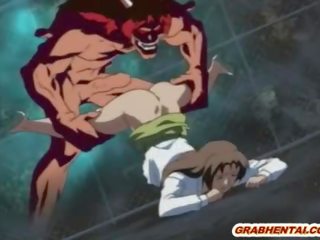 Fascinating hentai womans juicy pussy lips are pounded by a demon