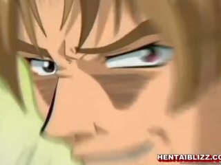 Великий breasted аніме любитель pinches її соски