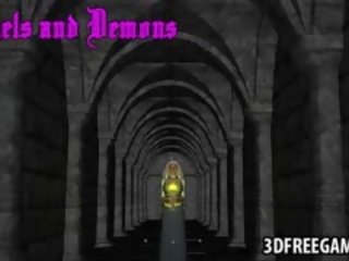 Смачний 3d мультиплікація черниця отримувати її манда товчений