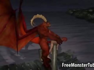 3D Cartoon femme fatale Gets Fucked Outdoors By A Winged Demon