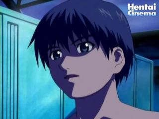 Super Manga Redhead Plays With Her Boyfriend's shaft In The Locker Room