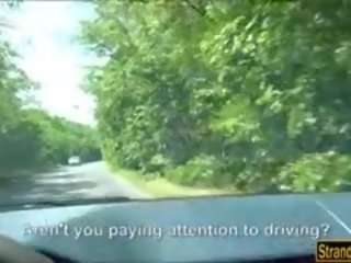 Hitchhiking двойка избран нагоре и чукане в на задна седалка