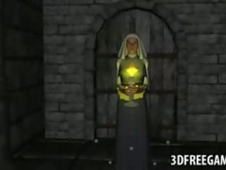 Смачний 3d мультиплікація черниця отримувати її манда товчений