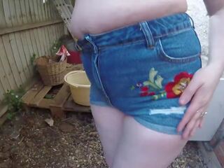 タルト で denim ショートパンツ 屋外 受け ぬれた 服: ポルノの 00