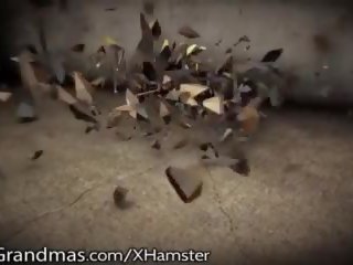 Lustygrandmas космати кривата full-blown получава млад месо.